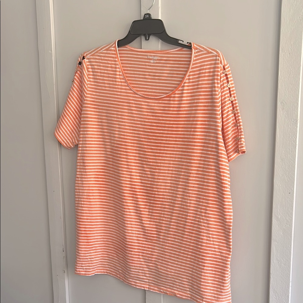 Kim Rogers Orange Striped Women's Top